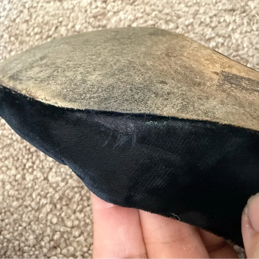 Tory Burch Black Velvet Patent Leather Ballet Flats